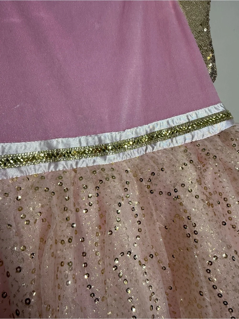 FAO Schwarz Girls Pink/Gold Sequined Tutu Fairy Princess Dress w/ Wings Size 7-8